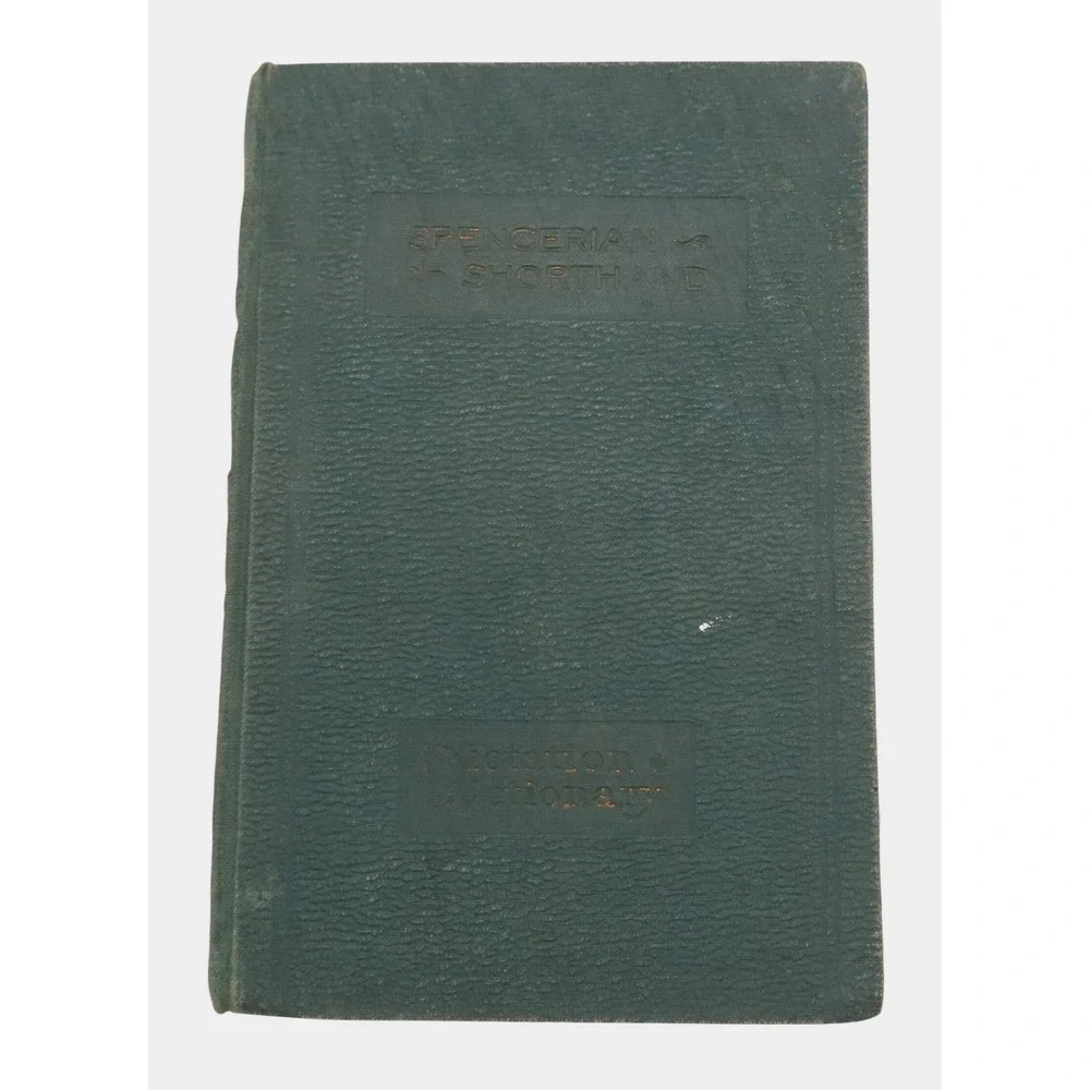 Antique Spencerian Shorthand Dictator Dictionary Reader Green Hardcover Book